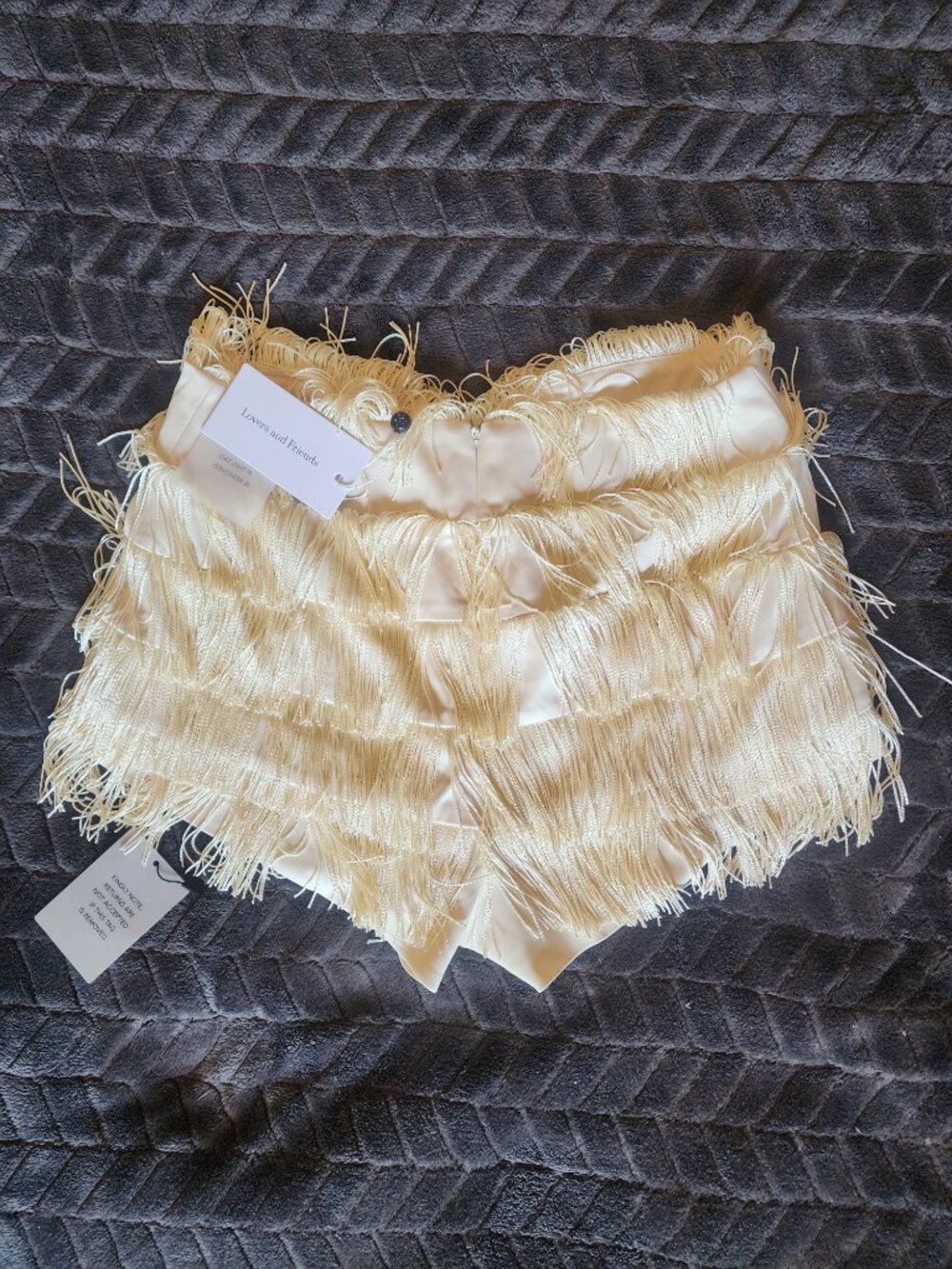NWT Lovers and Friends Andi Fringe Skort Cream Satin Size XS